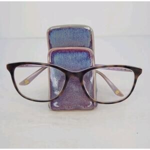 Bay Pottery Ceramic Eyeglass Holder Stand Drip Glaze Purple 3 1/4" Height